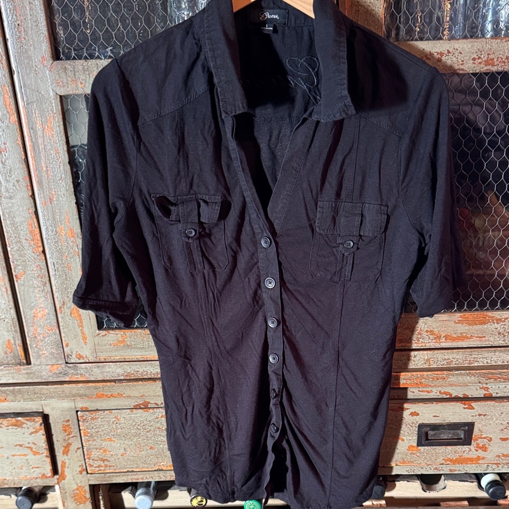 Guess Women's Black Button-Down Shirt